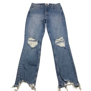 Paige Women's Hoxton Angle Peg Distressed Button Fly Light Wash Denim Jeans 28
